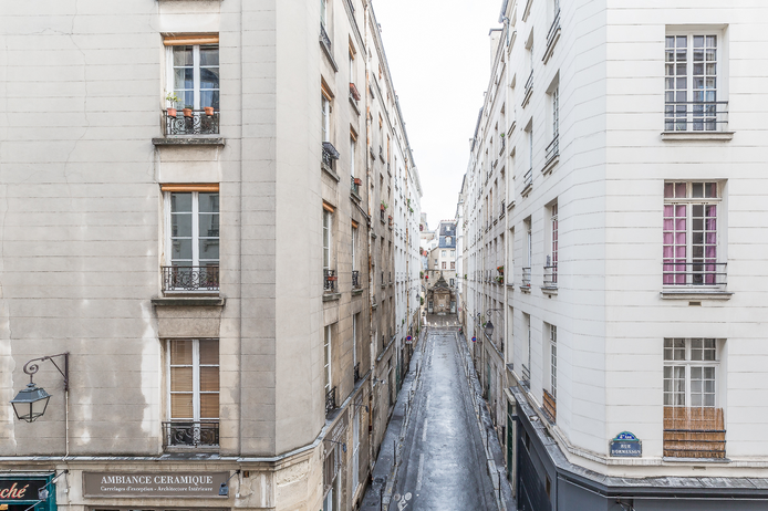 Bedroom view Paris apartment - "La Sainte Catherine" in the heart of the Marais. Long-Term Rental