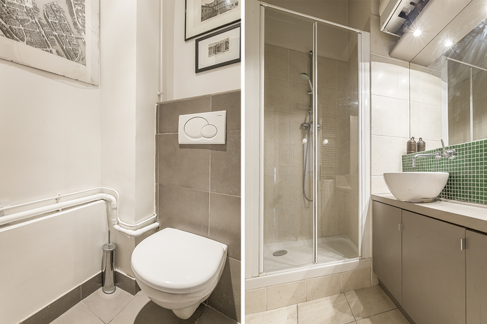 WC + bathroom Paris apartment - "La Sainte Catherine" in the heart of the Marais. Long-Term Rental